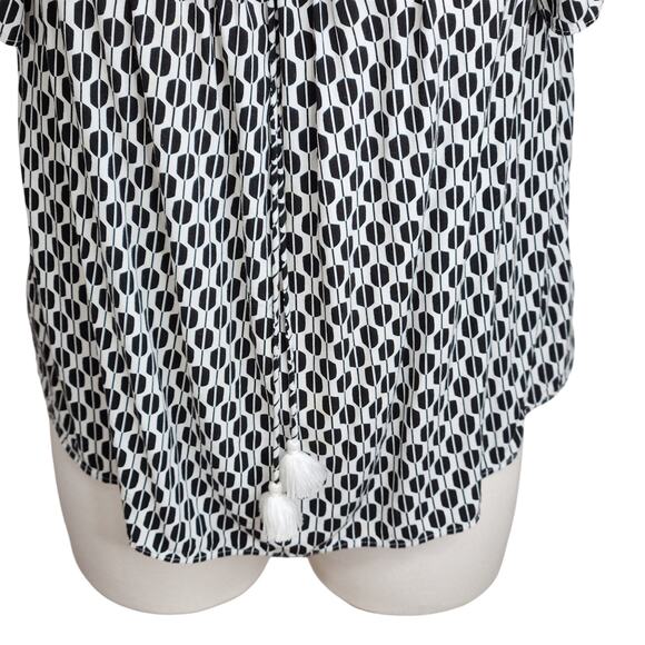 Kate Spade Arrow Stripe Off The Shoulder‎ Blouse Women's Medium Black White - Picture 5 of 10